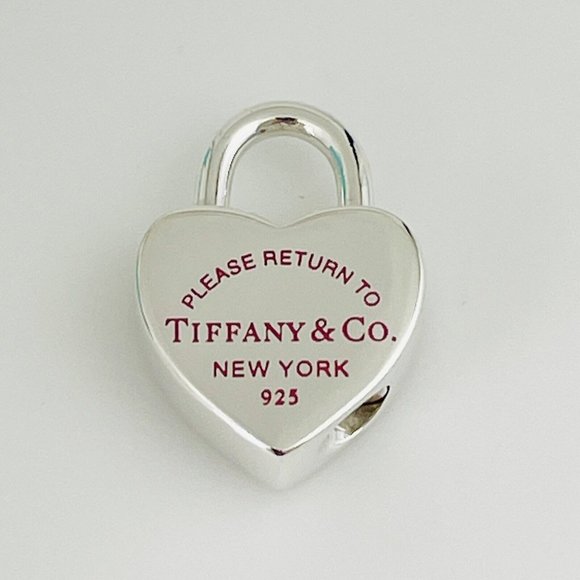 Tiffany & Co. Jewelry - RARE Return to Tiffany Heart Padlock Charm Pendant in Red Enamel and Silver